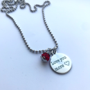 Halsband i rostfritt stål med budskap + strasspärla