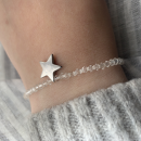Armband - stål stjärna med glaspärlor